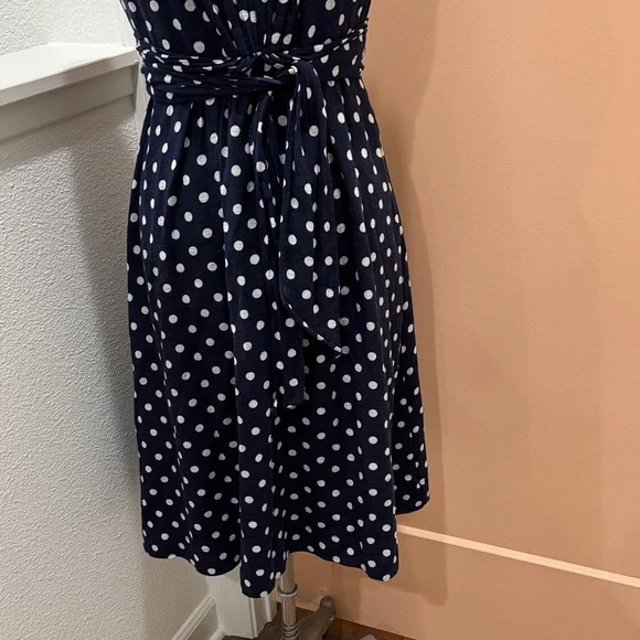 J. Crew Navy and White Polka Dot Midi Dress - Picture 6 of 6